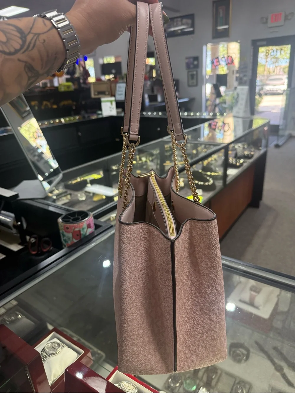 Michael Kors Blush Pink Saffiano Chain-Handle Shoulder Tote